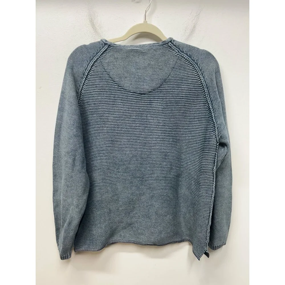 Carbon2Cobalt waterman Blue Button Henley knit textured Sweater sunwashed L - Picture 6 of 9